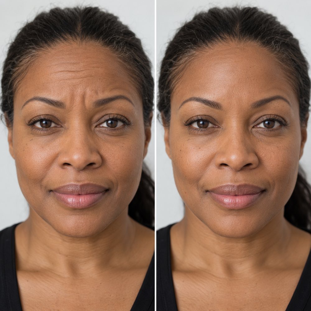 Illustration of botox results, before and after