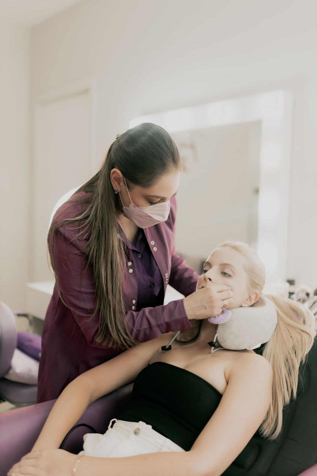 A provider performing an aesthetic treatment